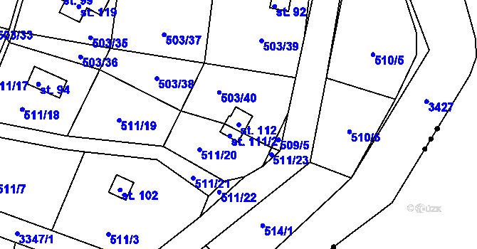 Parcela st. 112 v KÚ Třebohostice, Katastrální mapa