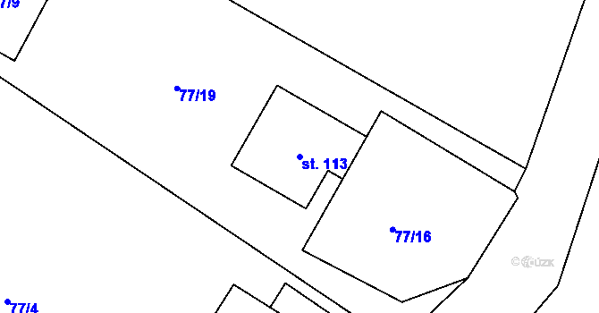Parcela st. 113 v KÚ Třebohostice, Katastrální mapa