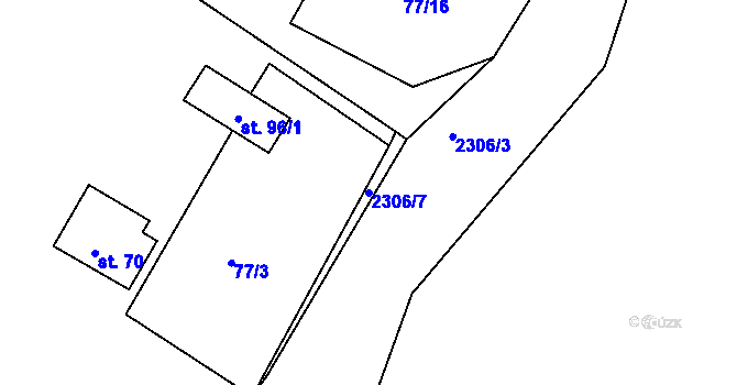 Parcela st. 2306/7 v KÚ Třebohostice, Katastrální mapa