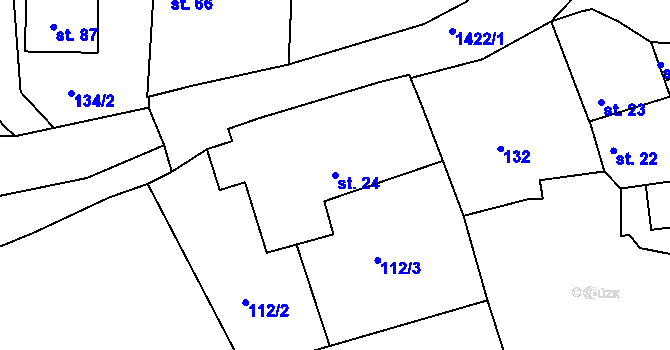 Parcela st. 24 v KÚ Zadní Zborovice, Katastrální mapa