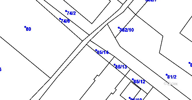 Parcela st. 85/14 v KÚ Třebom, Katastrální mapa