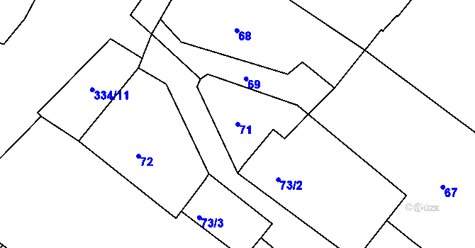 Parcela st. 71 v KÚ Třebom, Katastrální mapa