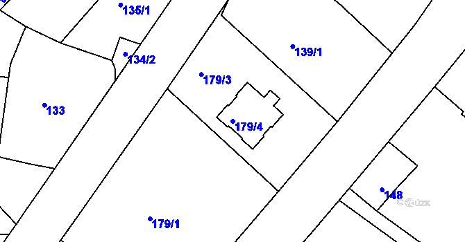 Parcela st. 179/4 v KÚ Třebom, Katastrální mapa
