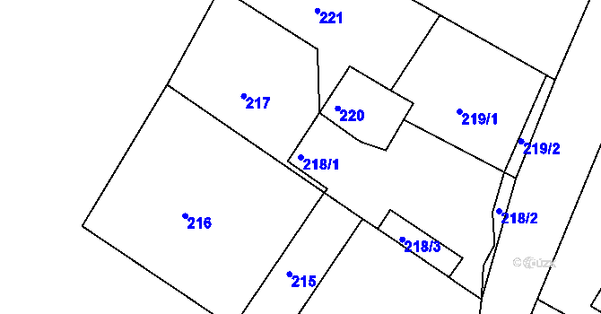 Parcela st. 218/1 v KÚ Třebom, Katastrální mapa