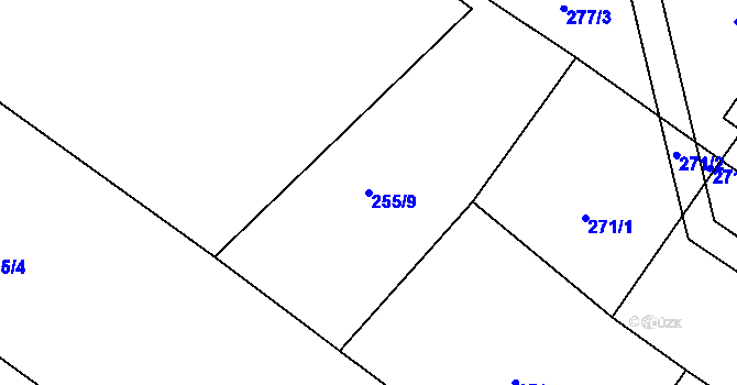 Parcela st. 255/9 v KÚ Třebom, Katastrální mapa