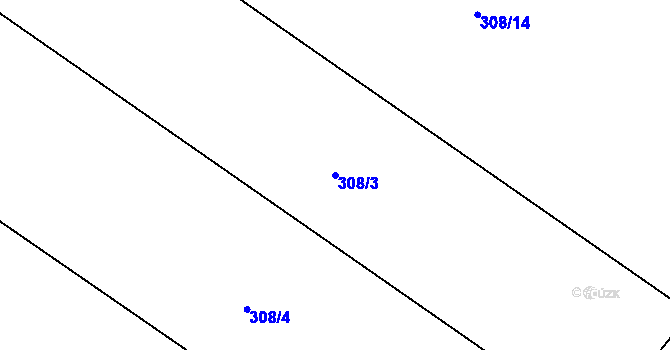 Parcela st. 308/3 v KÚ Třebom, Katastrální mapa