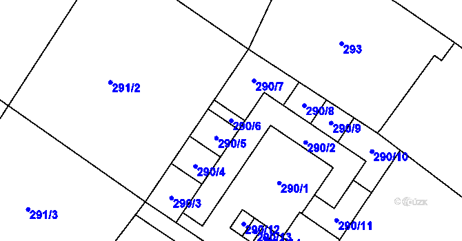 Parcela st. 290/6 v KÚ Třebom, Katastrální mapa
