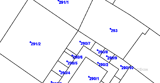 Parcela st. 290/7 v KÚ Třebom, Katastrální mapa
