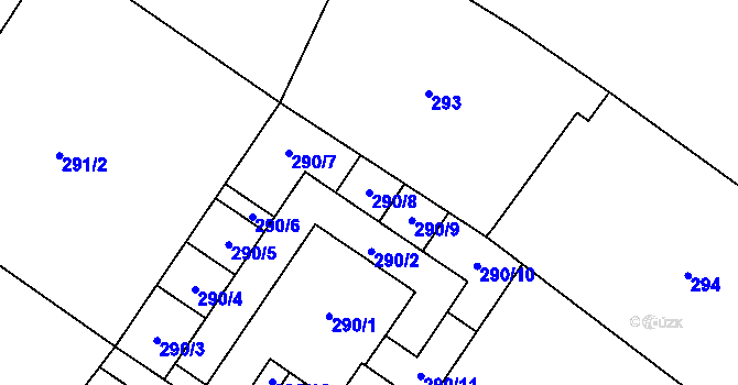 Parcela st. 290/8 v KÚ Třebom, Katastrální mapa