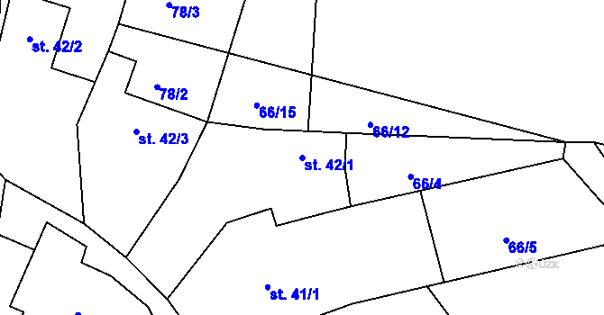 Parcela st. 42/1 v KÚ Třebomyslice u Horažďovic, Katastrální mapa