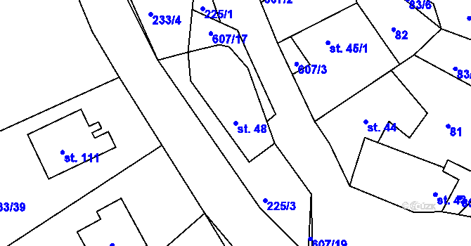 Parcela st. 48 v KÚ Třebomyslice u Horažďovic, Katastrální mapa