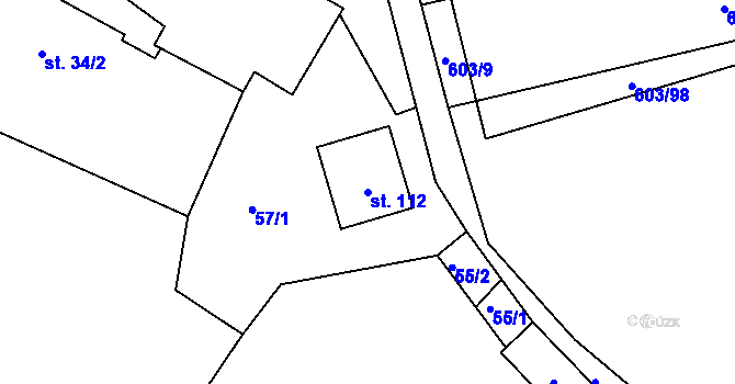 Parcela st. 112 v KÚ Třebomyslice u Horažďovic, Katastrální mapa