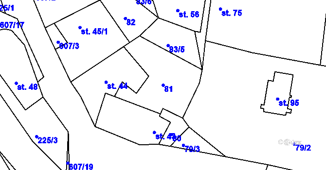 Parcela st. 81 v KÚ Třebomyslice u Horažďovic, Katastrální mapa