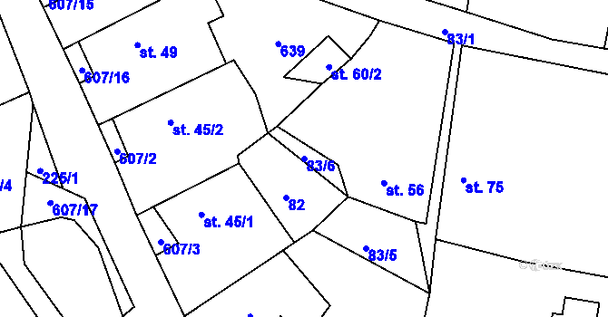 Parcela st. 83/6 v KÚ Třebomyslice u Horažďovic, Katastrální mapa
