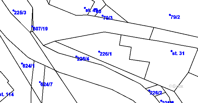 Parcela st. 226/1 v KÚ Třebomyslice u Horažďovic, Katastrální mapa