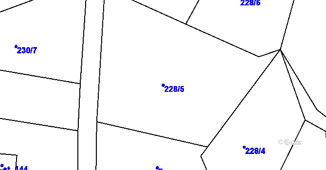Parcela st. 228/5 v KÚ Třebomyslice u Horažďovic, Katastrální mapa
