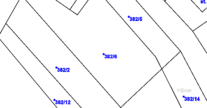 Parcela st. 382/6 v KÚ Třebomyslice u Horažďovic, Katastrální mapa