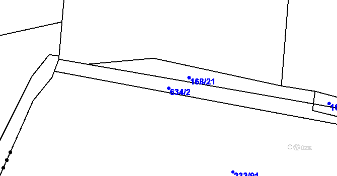 Parcela st. 634/2 v KÚ Třebomyslice u Horažďovic, Katastrální mapa