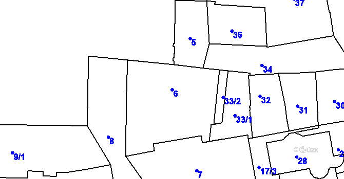 Parcela st. 6 v KÚ Třeboň, Katastrální mapa