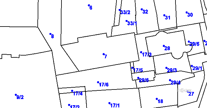 Parcela st. 7 v KÚ Třeboň, Katastrální mapa
