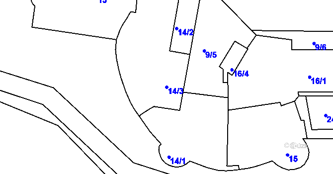 Parcela st. 14/3 v KÚ Třeboň, Katastrální mapa
