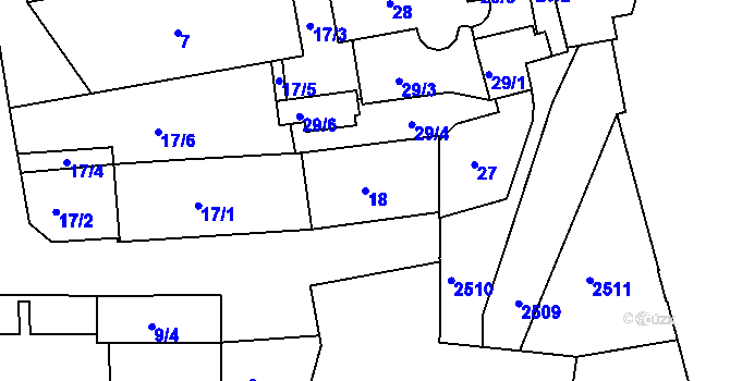Parcela st. 18 v KÚ Třeboň, Katastrální mapa