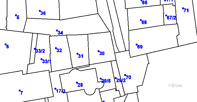 Parcela st. 30 v KÚ Třeboň, Katastrální mapa
