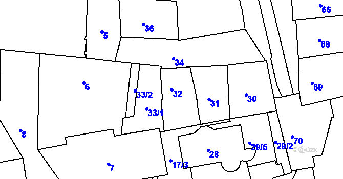 Parcela st. 32 v KÚ Třeboň, Katastrální mapa