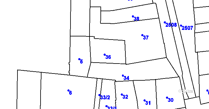 Parcela st. 36 v KÚ Třeboň, Katastrální mapa