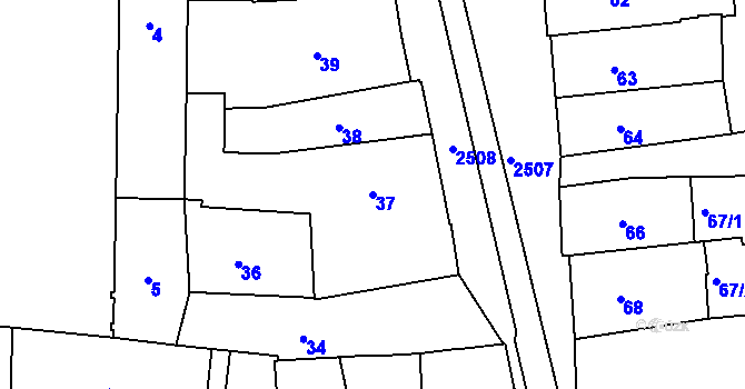Parcela st. 37 v KÚ Třeboň, Katastrální mapa
