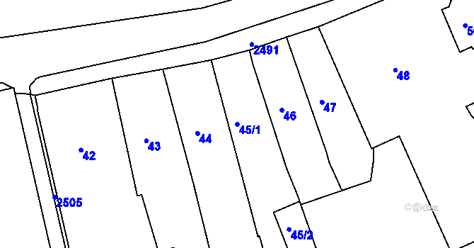 Parcela st. 45/1 v KÚ Třeboň, Katastrální mapa
