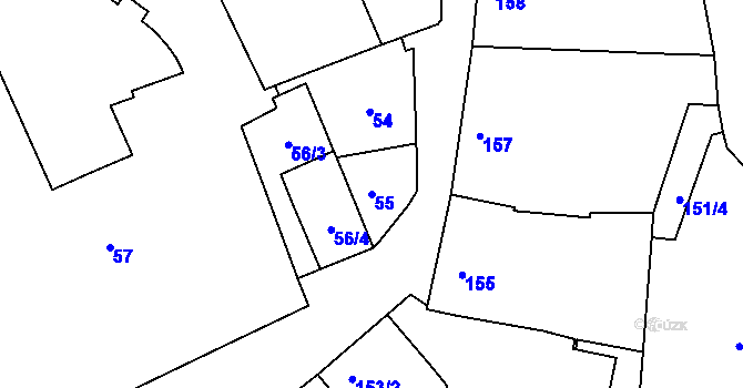 Parcela st. 55 v KÚ Třeboň, Katastrální mapa