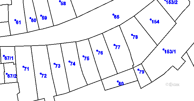 Parcela st. 76 v KÚ Třeboň, Katastrální mapa