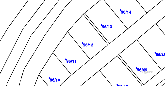 Parcela st. 96/12 v KÚ Třeboň, Katastrální mapa