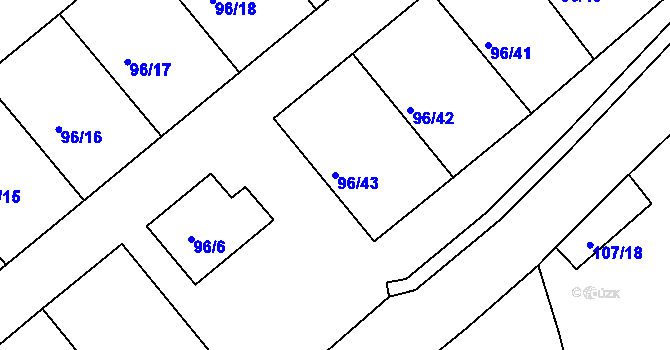 Parcela st. 96/43 v KÚ Třeboň, Katastrální mapa