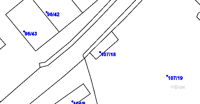 Parcela st. 107/18 v KÚ Třeboň, Katastrální mapa