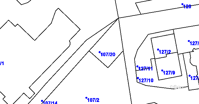 Parcela st. 107/20 v KÚ Třeboň, Katastrální mapa