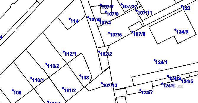 Parcela st. 112/2 v KÚ Třeboň, Katastrální mapa