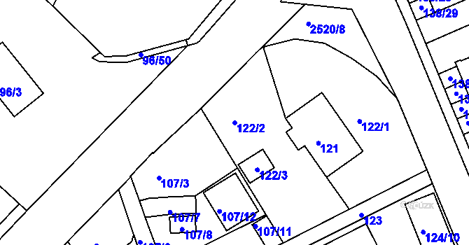 Parcela st. 122/2 v KÚ Třeboň, Katastrální mapa