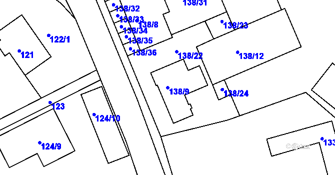 Parcela st. 138/9 v KÚ Třeboň, Katastrální mapa