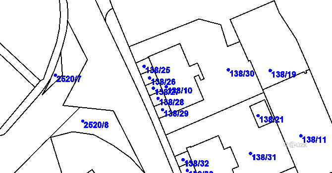 Parcela st. 138/10 v KÚ Třeboň, Katastrální mapa