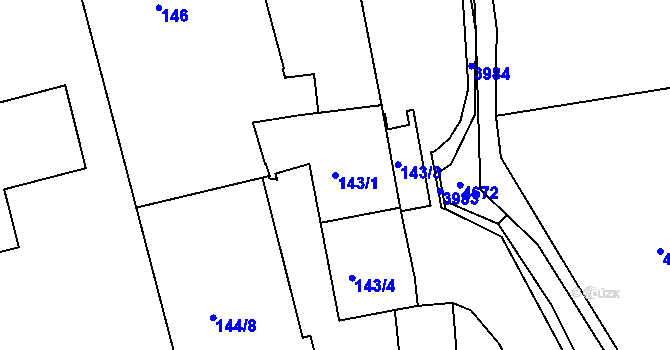 Parcela st. 143/1 v KÚ Třeboň, Katastrální mapa
