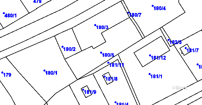 Parcela st. 180/5 v KÚ Třeboň, Katastrální mapa