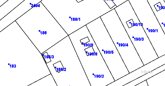 Parcela st. 190/9 v KÚ Třeboň, Katastrální mapa