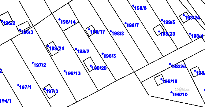 Parcela st. 198/3 v KÚ Třeboň, Katastrální mapa