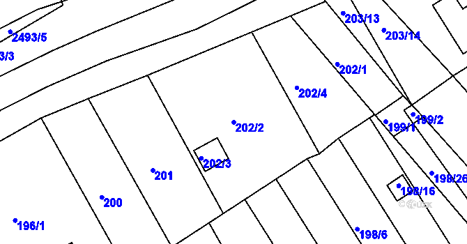 Parcela st. 202/2 v KÚ Třeboň, Katastrální mapa