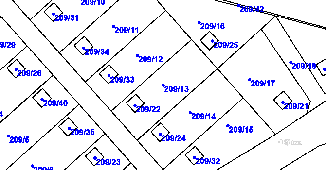 Parcela st. 209/13 v KÚ Třeboň, Katastrální mapa