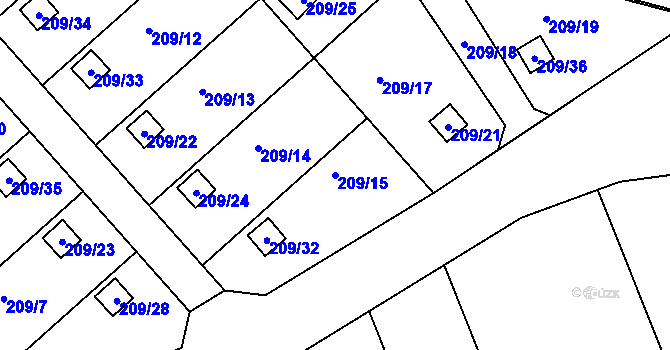 Parcela st. 209/15 v KÚ Třeboň, Katastrální mapa