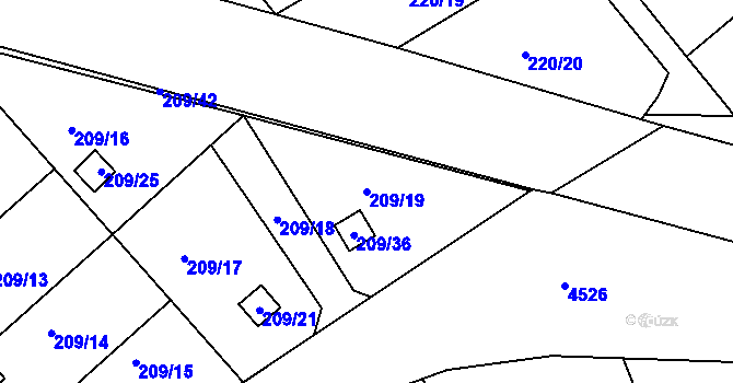 Parcela st. 209/19 v KÚ Třeboň, Katastrální mapa