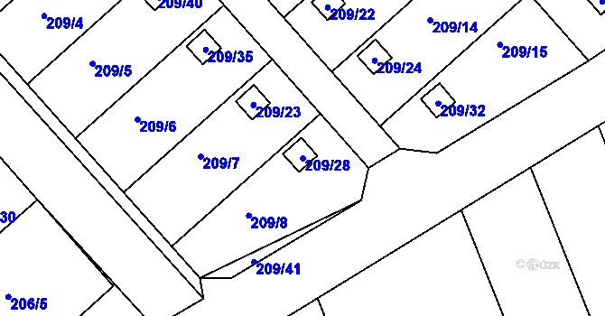 Parcela st. 209/28 v KÚ Třeboň, Katastrální mapa